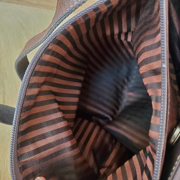 Jack Georges Voyager Zipper Leather Hobo Crossbody #7832 Square Med Bag Brown - Picture 6 of 13